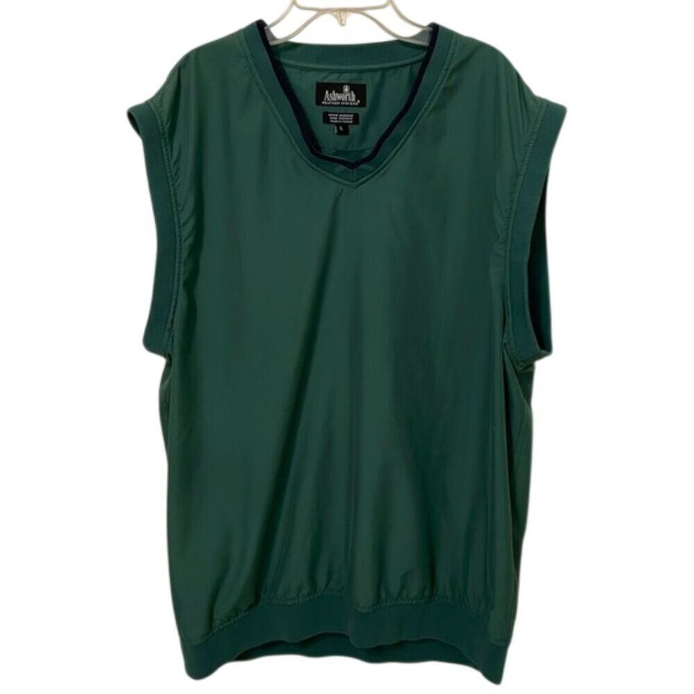 Ashworth Green V-Neck Golf Vest Mens Size Large Sleeveless AM8382